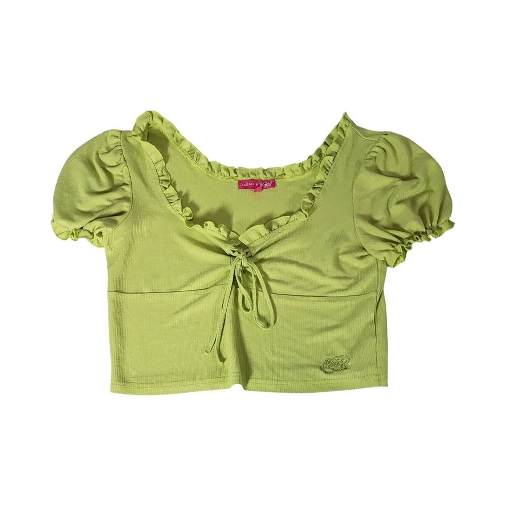 Dolls Kill x Winx Club Lime Green Ruffle Milkmaid Crop Top XL DKWX013